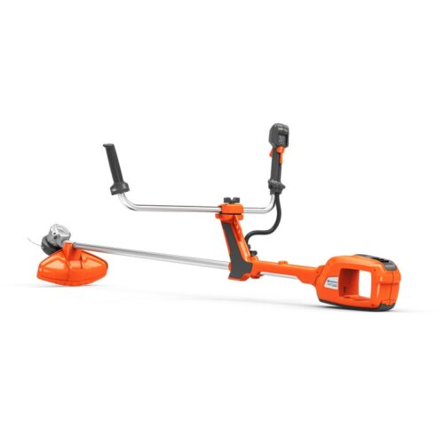 Husqvarna 520iRX battery brushcutter (body only) with orange and gray design, ergonomic bike-style handle, and professional-grade build for cordless grass and brush cutting.