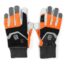 Husqvarna Functional Chainsaw Gloves, size 12, with reinforced protective material, high-visibility orange design, and secure wrist fit for safe chainsaw handling.