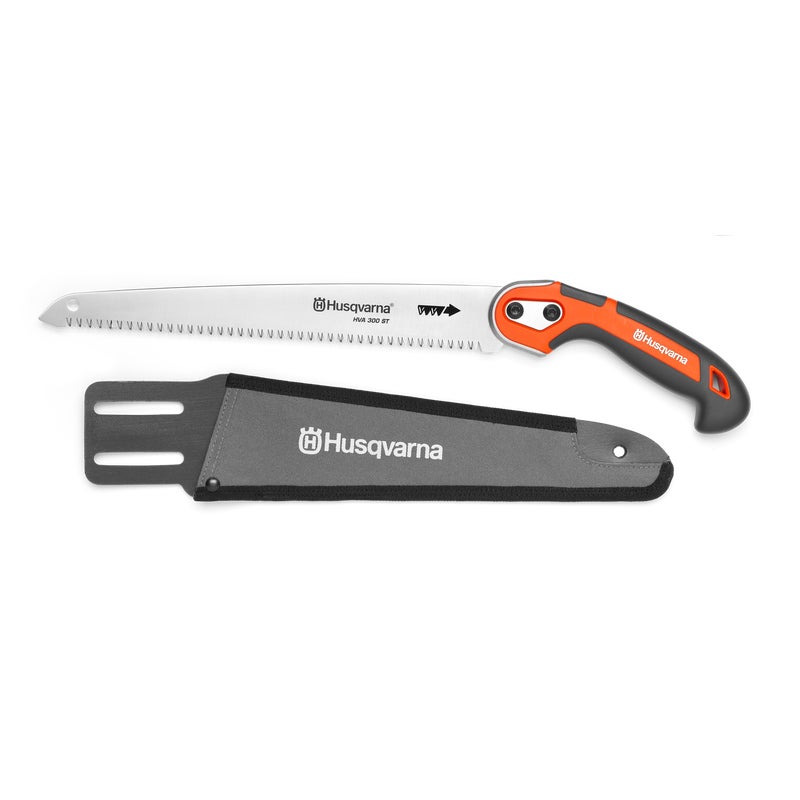 Husqvarna Fixed Straight Pruning Saw with a straight precision blade and ergonomic handle for clean, controlled cuts on branches and shrubs.