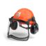 Husqvarna Forest Helmet Classic in high-visibility orange with adjustable headgear, mesh visor, and hearing protectors for reliable forestry safety.