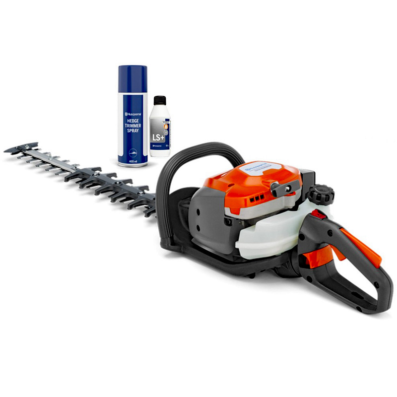 Husqvarna 522HDR60X Petrol Hedgecutter with 60 cm double-sided blade and adjustable rear handle for professional hedge trimming.