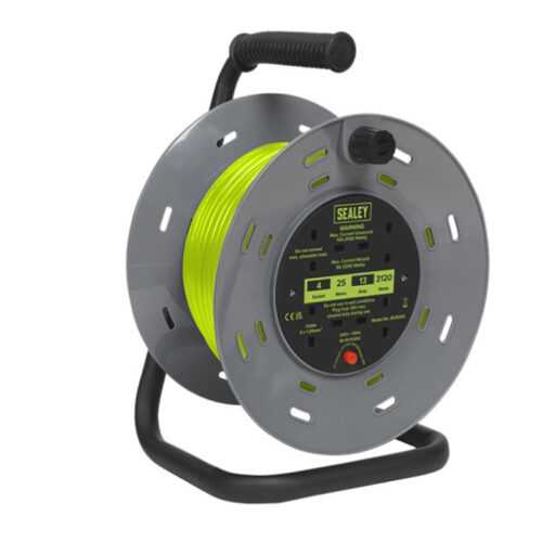 Sealey 25m Cable Reel with Thermal Trip 4 x 230V