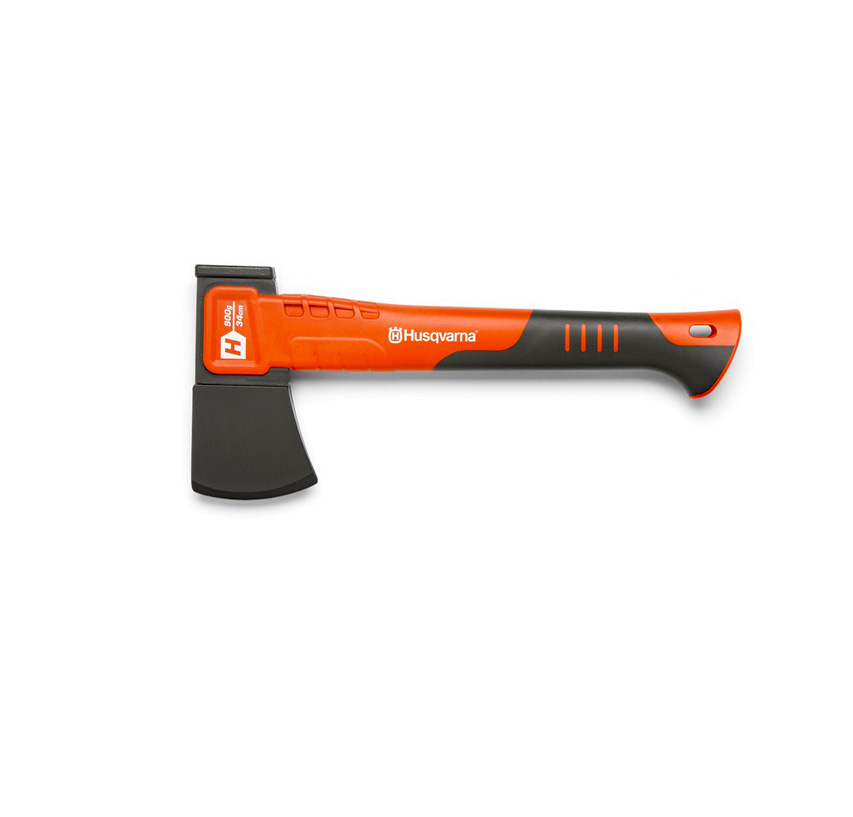 Husqvarna Universal Hatchet (580761001) with fiber-reinforced handle and non-stick coated head for versatile chopping and splitting.