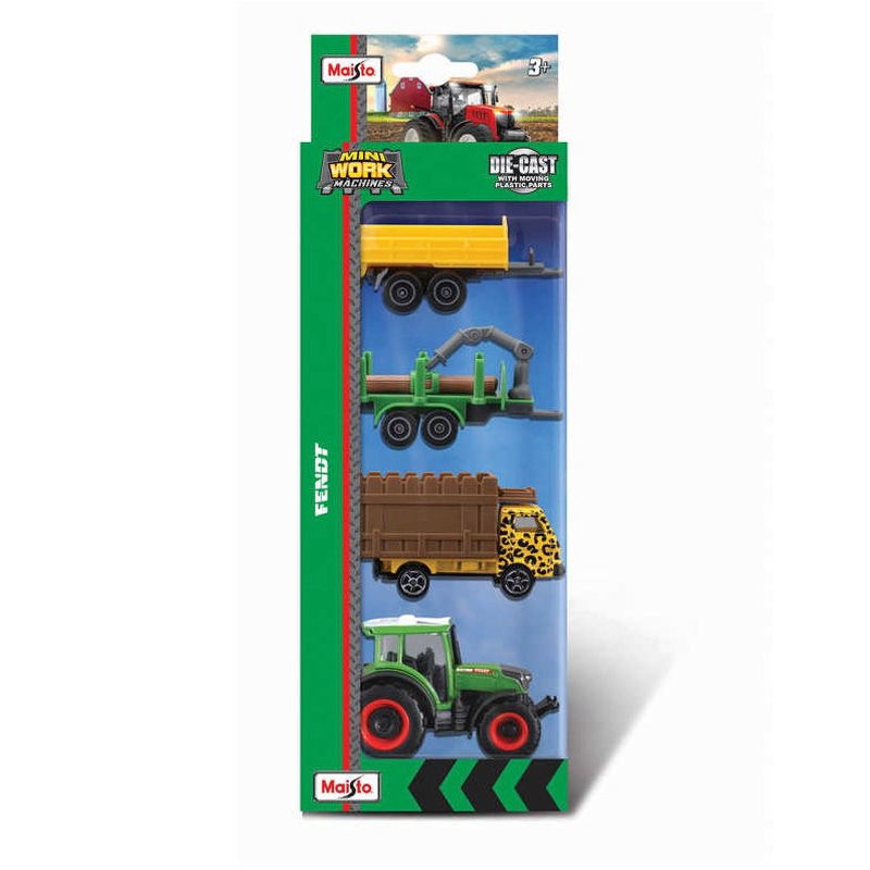 Maisto Mini Working Machines – 4-Pack of Fendt Tractors