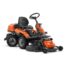 Husqvarna R216T AWD garden tractor with combi 103 cm cutting deck, orange body, all-wheel drive, and ergonomic steering for efficient lawn mowing.