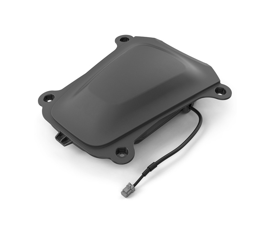 Husqvarna Automower® robotic lawn mower operating on a large, well-maintained lawn without visible boundary wires, illustrating the EPOS™ wire-free virtual boundary system managed via the Automower® Connect app.