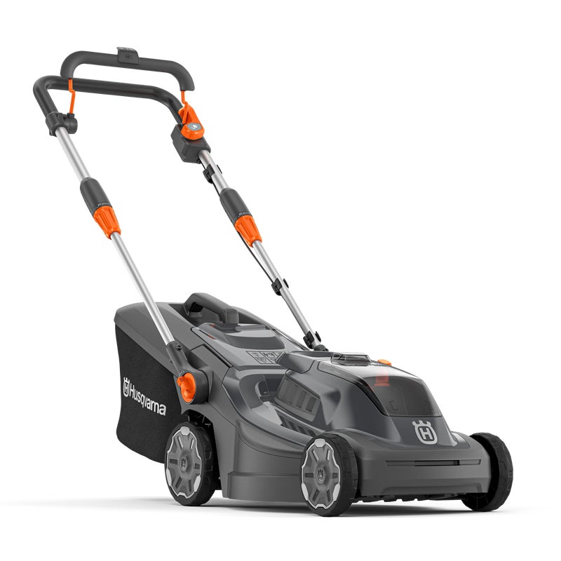 Husqvarna Aspire LC34-P4A battery-powered lawnmower with compact design, ergonomic handle, and efficient cutting system.