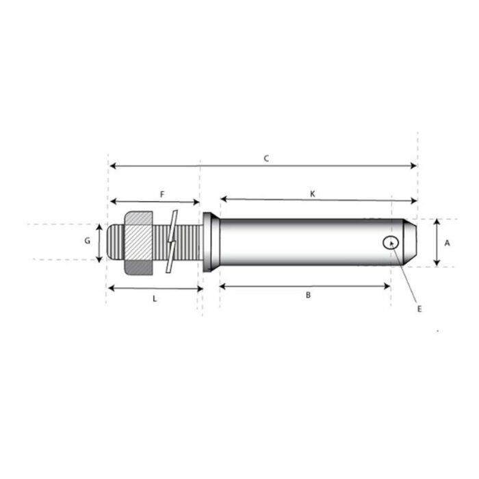 Sparex Lower Link Implement Pin 22x140mm – Cat. 1 (Ø22mm) - Image 2