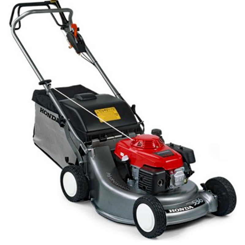 Honda HRD53HX 53cm professional petrol lawnmower with hydrostatic drive and GXV160 engine.