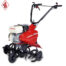 Honda FG320 compact tiller with red engine cover and black handles, designed for efficient soil cultivation.