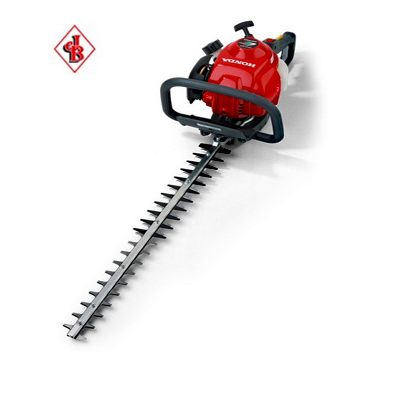 Honda HHH25D petrol hedgecutter with red engine housing, silver dual-action blade, and black handle.