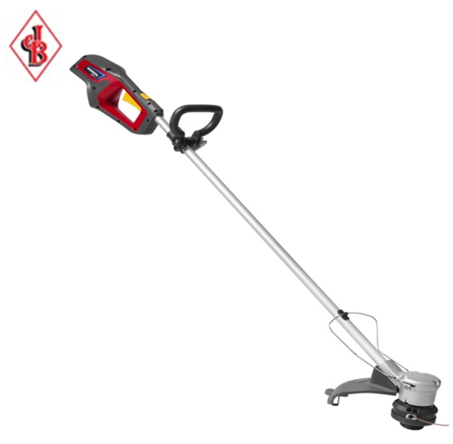Honda HHT36BXB cordless grass trimmer with red motor housing, straight shaft, and black loop handle.